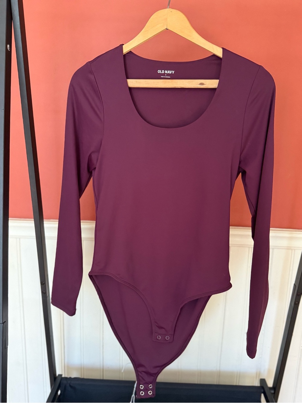 Old Navy Plum Scoop Neck Long Sleeve Bodysuit
